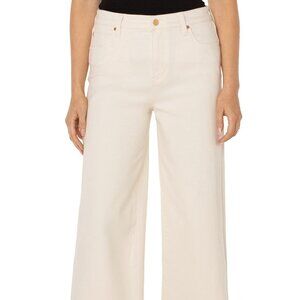 NWT Liverpool Stride High Rise Wide Leg With Cut Hem 26 Ins In Seaside Dunes